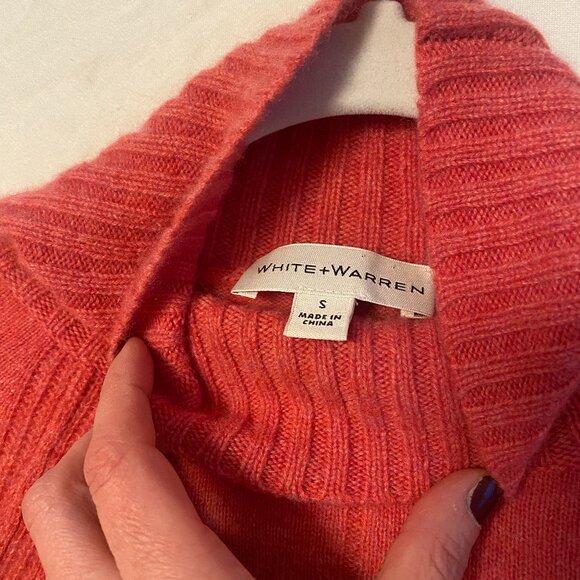 White + Warren Cashmere mockneck Sweater I Heathered Raspberry Pink Size S - Picture 3 of 14